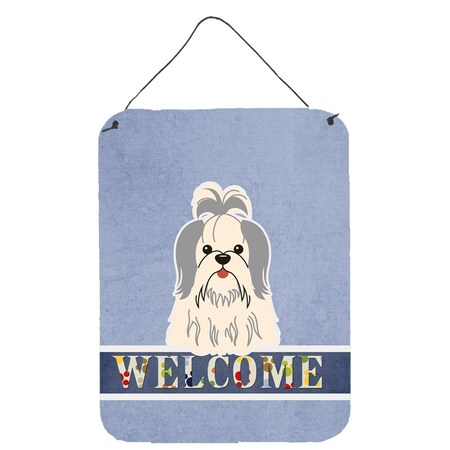 Carolines Treasures Shih Tzu Silver White Welcome Wall or Door Hanging Prints BB5666DS1216